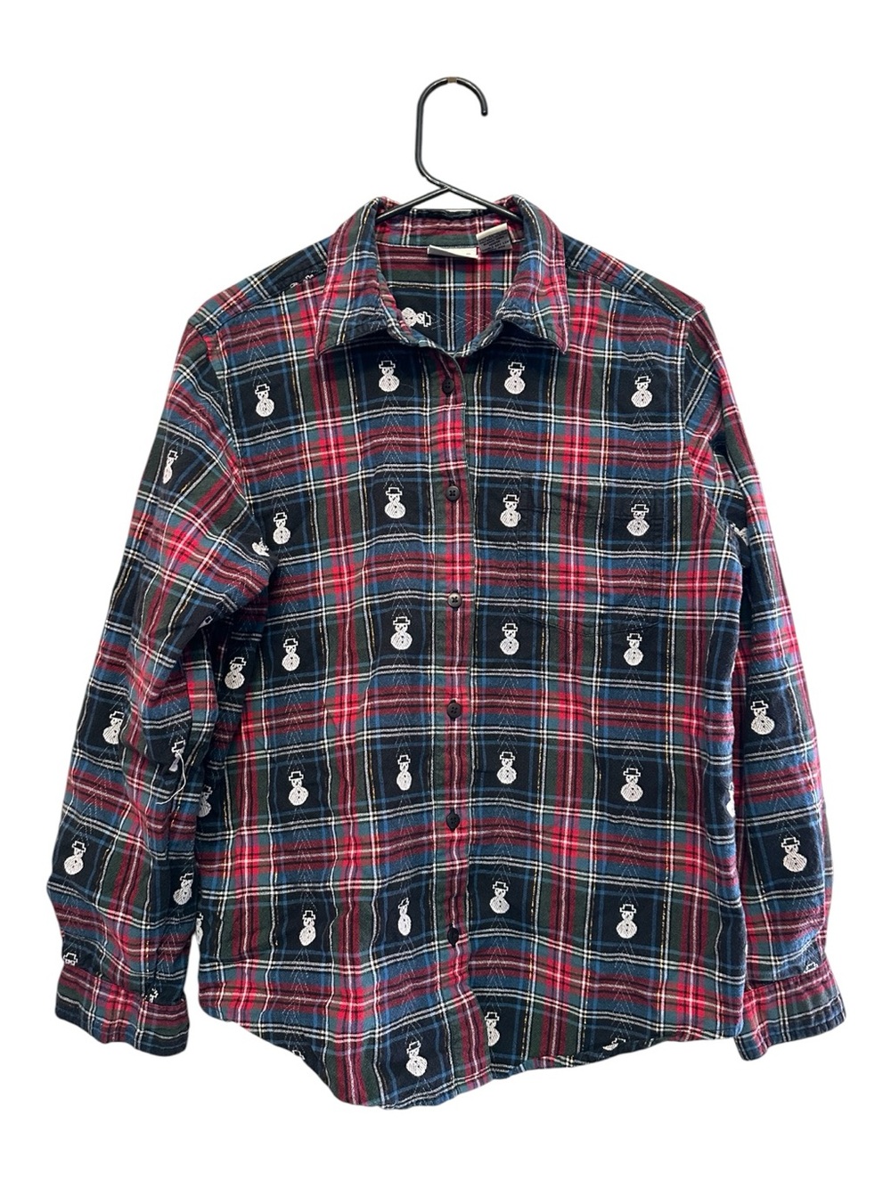 Vintage 90’s Classic Elements Button-Down Shirt w/ White Snowman Embroidery M